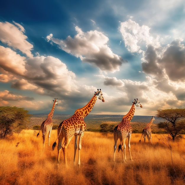 Photo african giraffe in the savanna