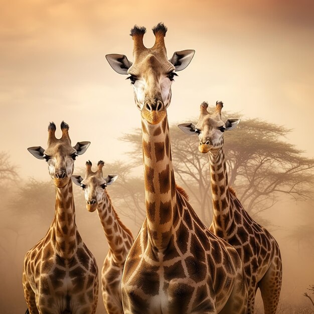 Photo african giraffe in the savanna