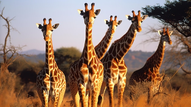 Photo african giraffe in the savanna