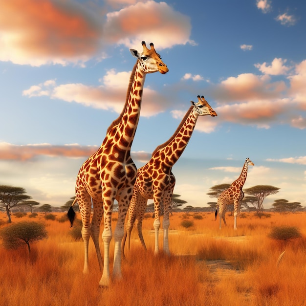 Photo african giraffe in the savanna