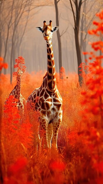 Photo african giraffe in the savanna