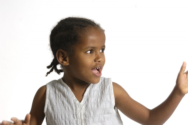 African girl on white background