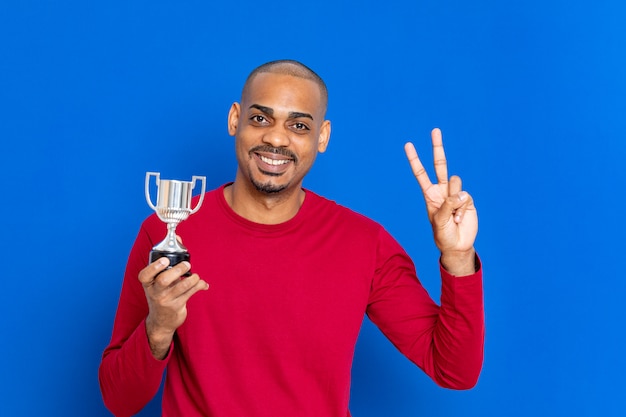 African guy with a red sweatshirt