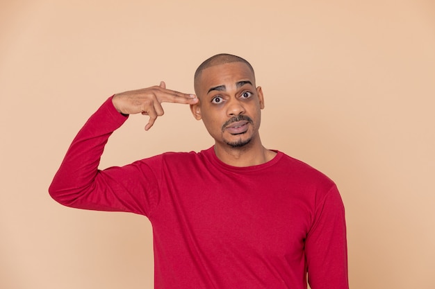 African guy with a red sweatshirt