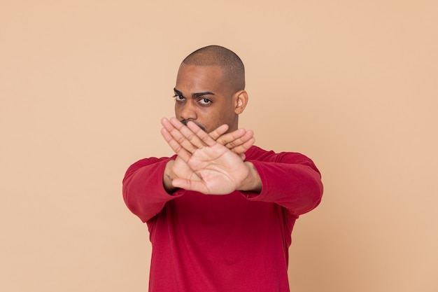 African guy with a red sweatshirt