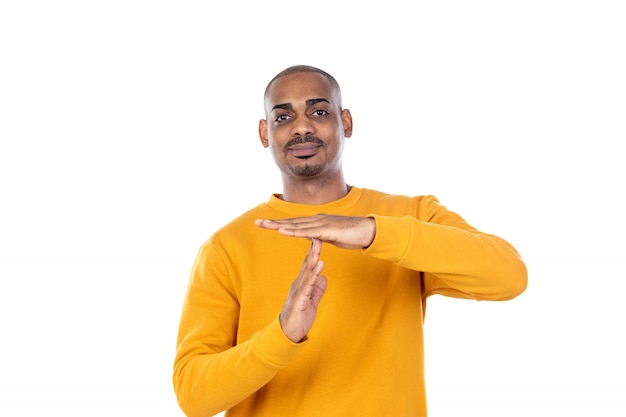 African guy with yellow T-shirt