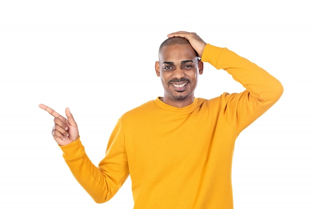 African guy with yellow T-shirt