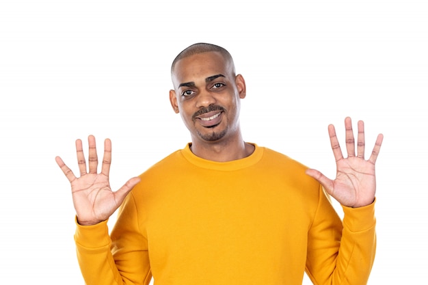 African guy with yellow T-shirt