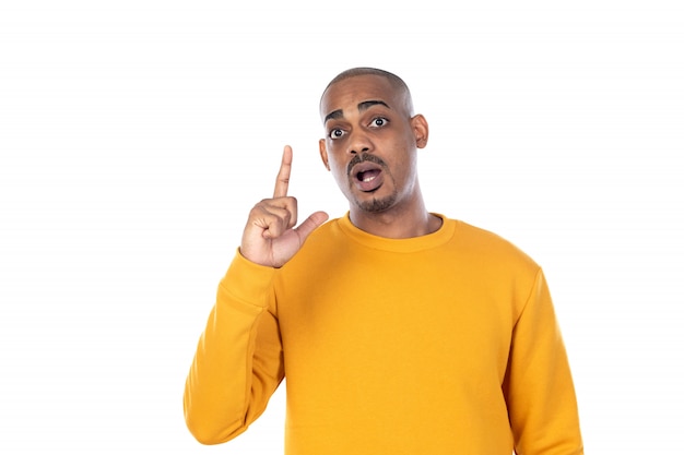 African guy with yellow T-shirt