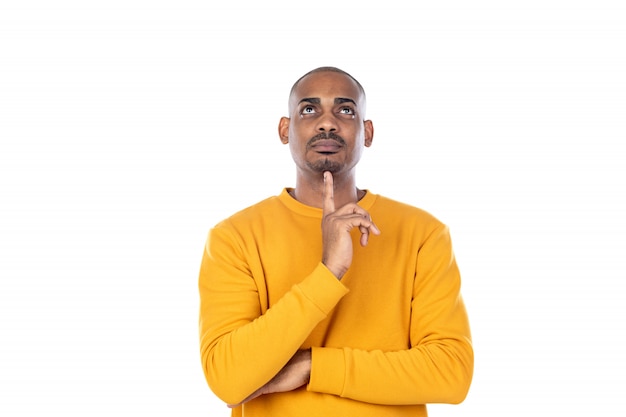 African guy with yellow T-shirt