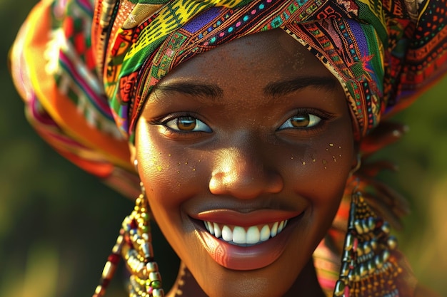 African happy woman beautiful young girl smile face