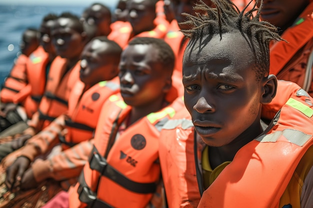 Foto immigrati africani salvati in mare aperto