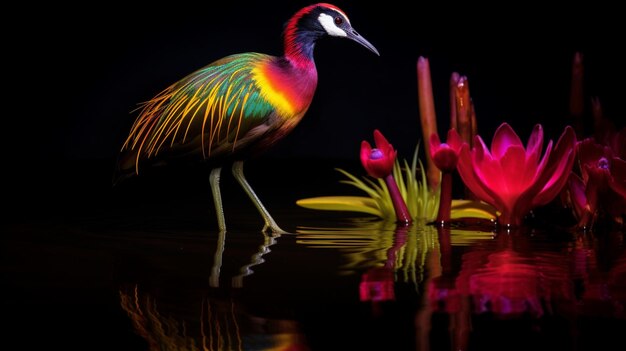 African Jacana animal neon Color AI Generated pictures