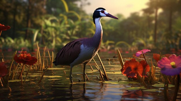 African Jacana bird in the water Generated AI photo