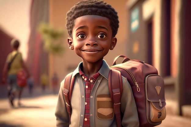 African kid going to School