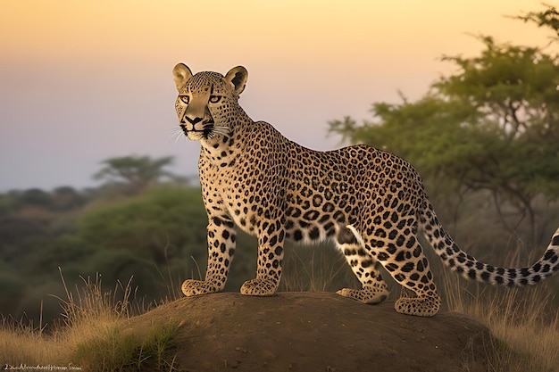 african leopard female pose in beautiful