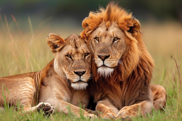 Африканская пара львов генерирует аи