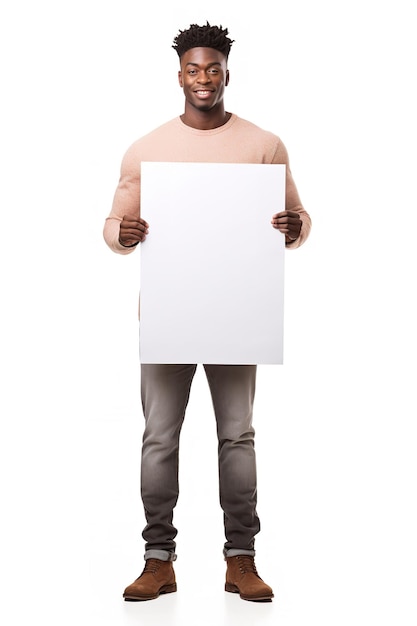 African Male Model Holding Blank Sign AI Generated