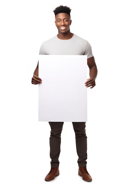 African Male Model Holding Blank Sign AI Generated