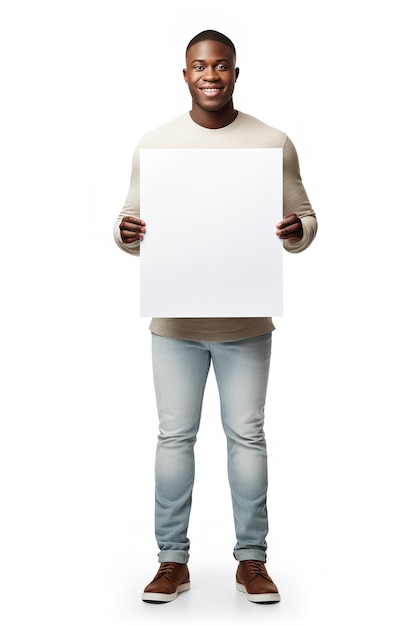 African Male Model Holding Blank Sign AI Generated