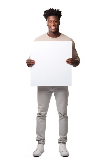 African Male Model Holding Blank Sign AI Generated