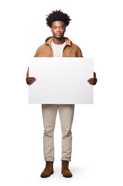 African Male Model Holding Blank Sign AI Generated