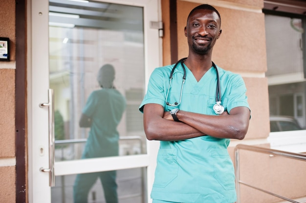 African male paramedic doctor with stethoscope