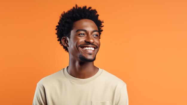 African male smiling on the pastel background