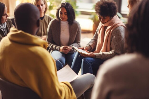 Photo african man counselor therapist coach psychologist speak at group counseling therapy session concept