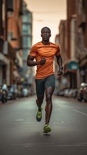 African man running in the city male runner