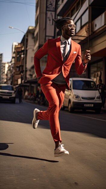 African man running in the city male runner