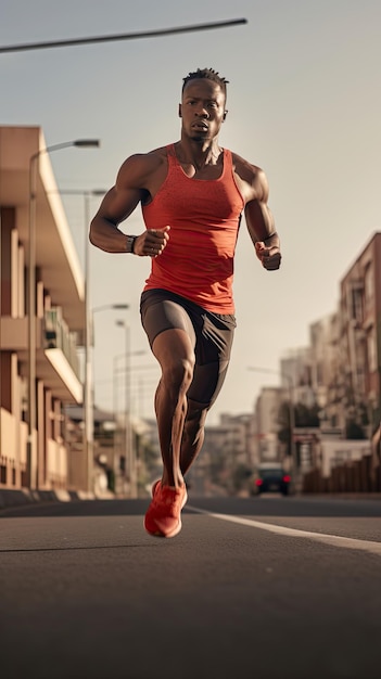 African man running in the city male runner