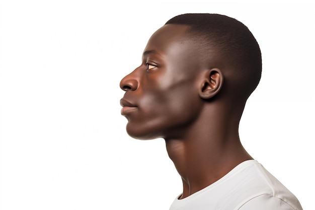 African Man in Thoughtful Profile Against Bright Background