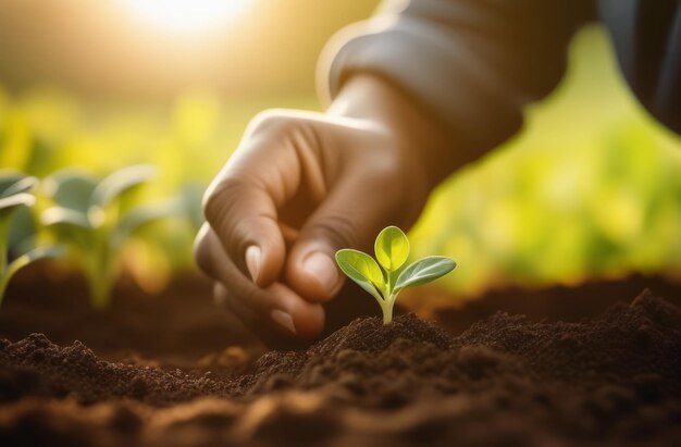 Photo african man with growing the plant