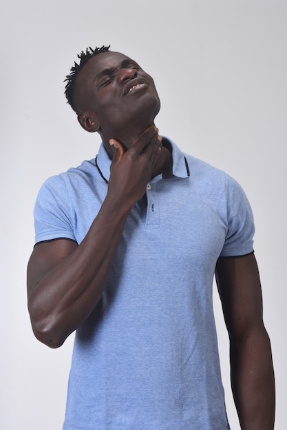 African man with neck on white background