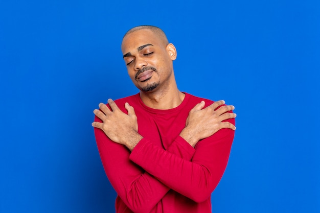 African man with red T-shirt