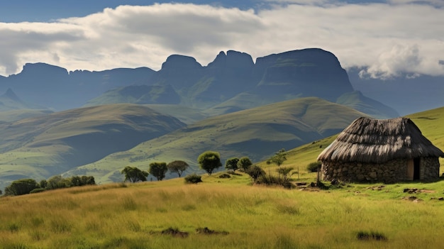 african mountains drakensberg south traditional rondavel mountains drakensberg rondavel african