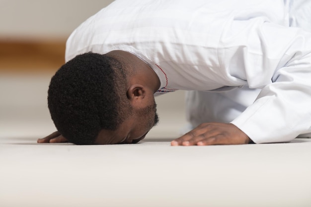 African Muslim Praying In Mosque