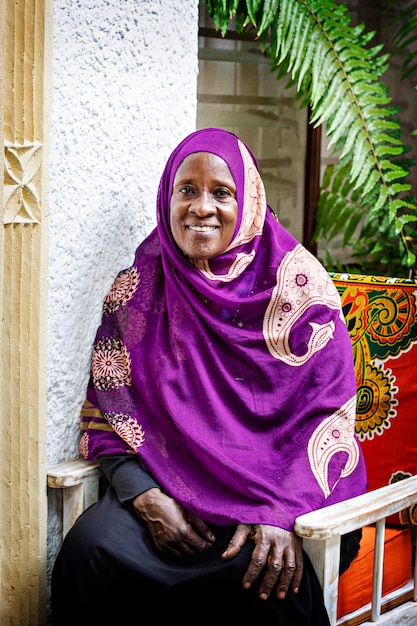 African Muslim woman portrait, picture taken in Watamu, Kenya