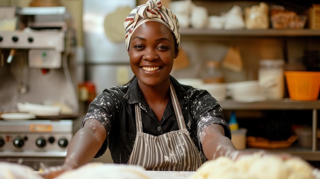 african pastry chef in family bakery