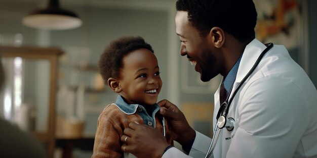 African Pediatrician with Stethoscope