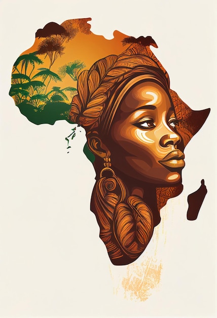 アフリカの人々 のカラフルなイラスト アフリカの日の概念 Ai 生成