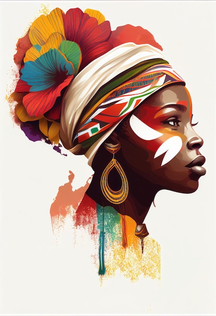 写真 アフリカの人々 のカラフルなイラスト アフリカの日の概念 ai 生成