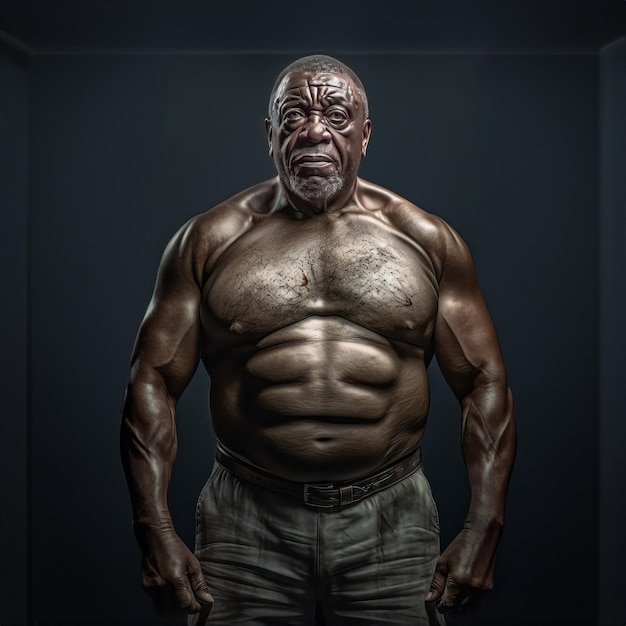 african president with bodybuilder muscles