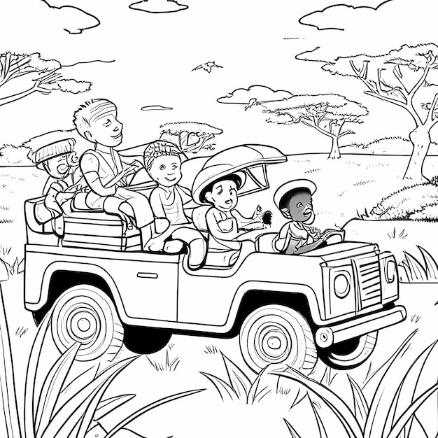 African Safari Dreams Coloring the Childrens Jeep Adventure