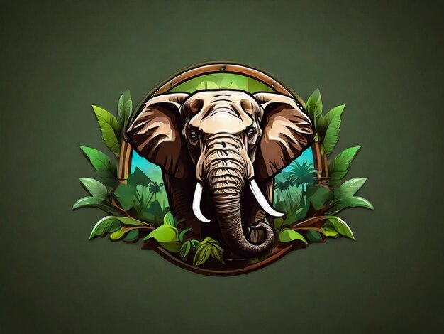 Photo african safari elephant logo vector illustration emblem design