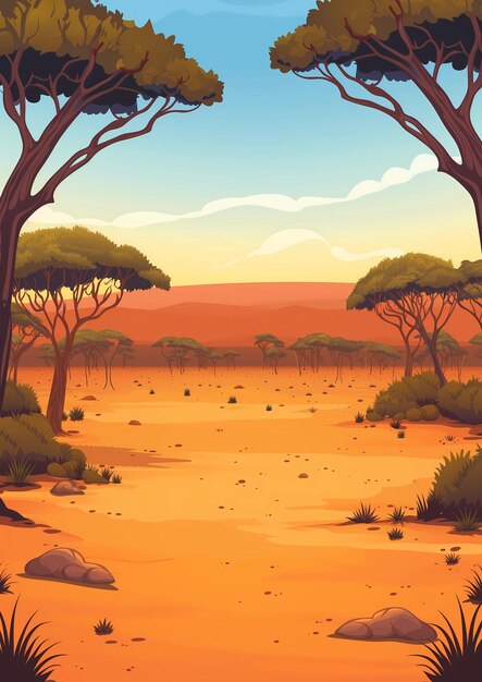 African Savannah Landscape Illustration