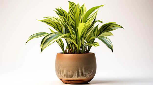 African Spear Plant on a pot on white background