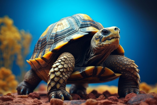 Африканская черепаха Geochelone sulcata на песке