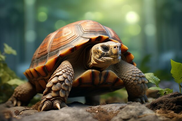 Африканская черепаха Geochelone sulcata на песке